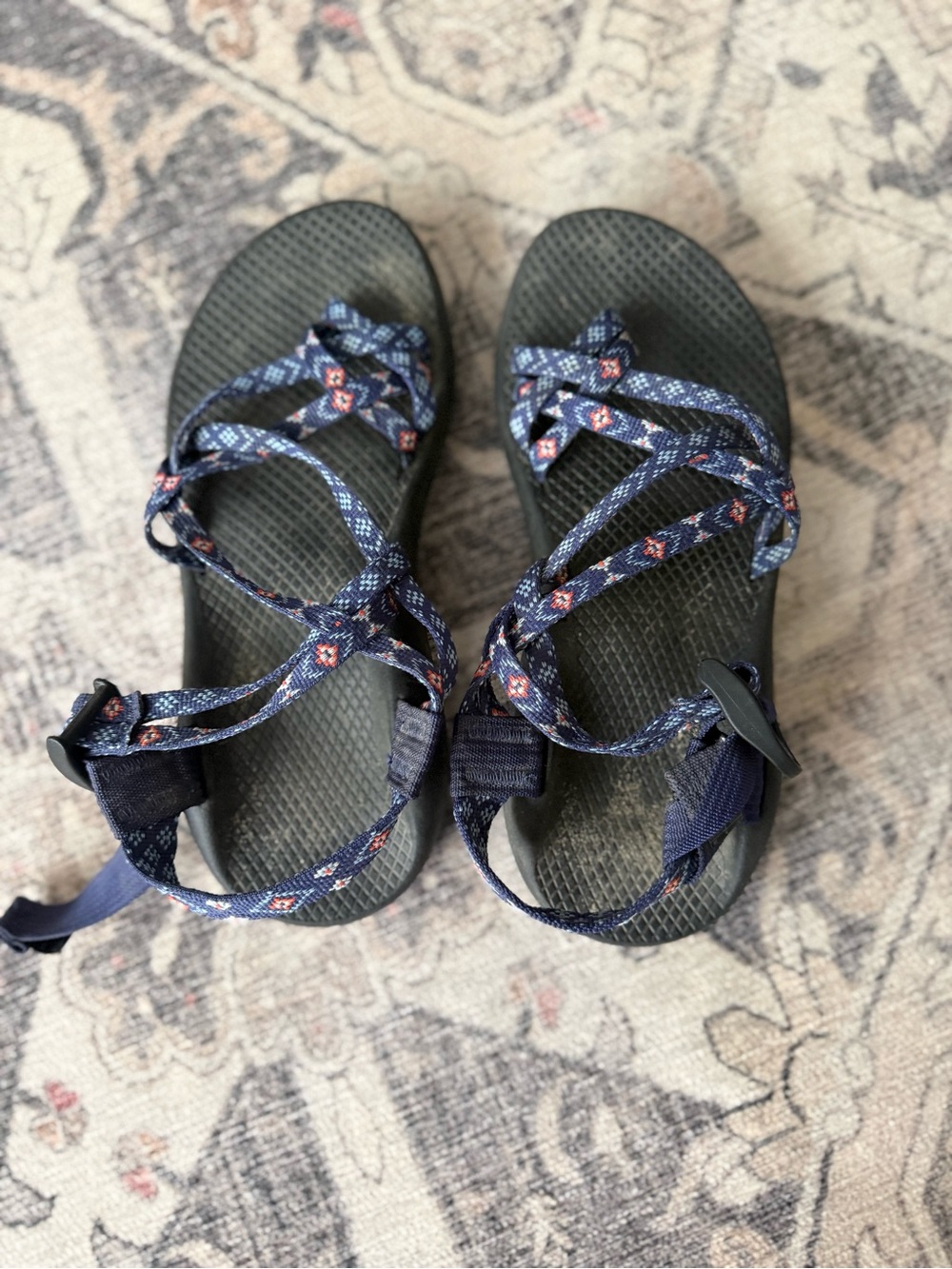 Women’s Navy Patterned Strap Chaco Sandals - Picture 1 of 3